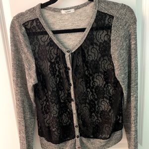 Teenbell, Gray/Black Lace Cardigan